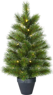 Black Box Trees Glendon Artificial Christmas Tree in Pot with 30 LED Lights - H90 x Ø51cm - Green