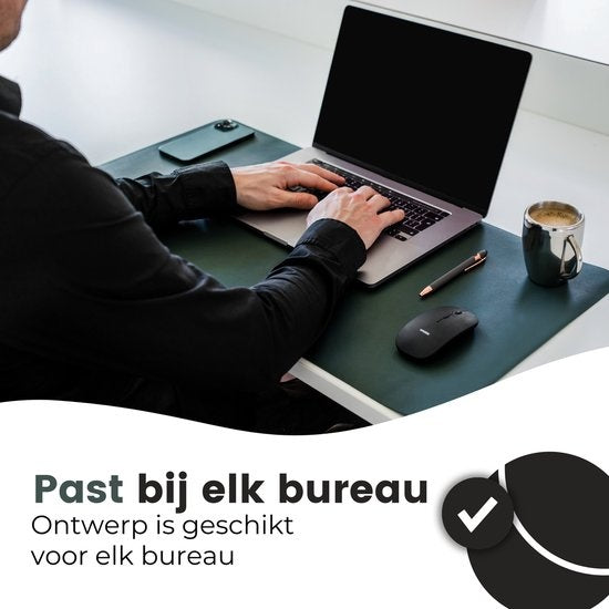 WURK Tapis de bureau professionnel en cuir synthétique - Organisateur de bureau - Accessoires de bureau - Tapis de souris XXL - Avec clip de câble - 80x40 - Vert