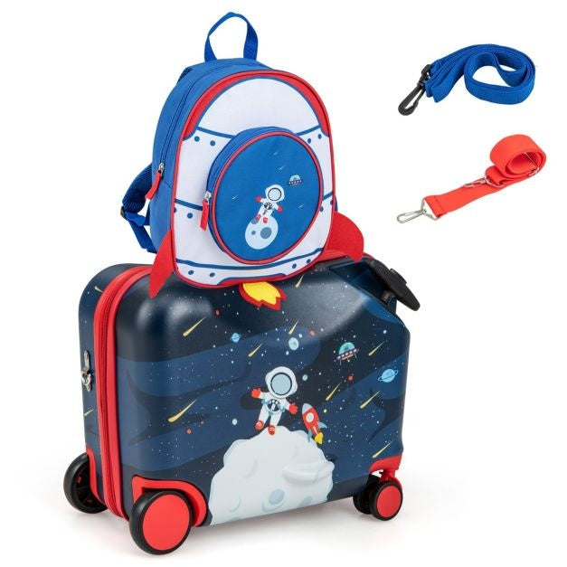 Valise et sac à dos de voyage pour enfants Coast - thème de l'espace - noir/bleu