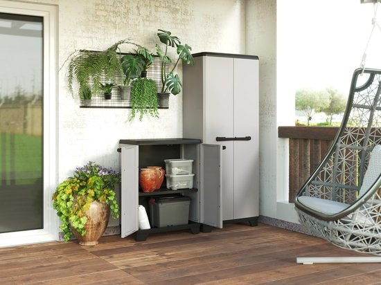 Keter Planet High Cupboard Multipurpose - 3 étagères - 68x39x173cm - Gris/Noir - Plastique recyclé