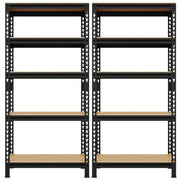 Yaheetech Étagère à 2 éléments 70 x 30 x 150 cm - Noir - 5 tablettes réglables
