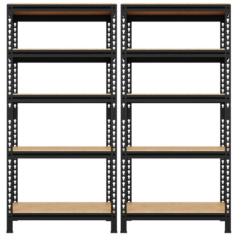 Yaheetech Étagère à 2 éléments 70 x 30 x 150 cm - Noir - 5 tablettes réglables