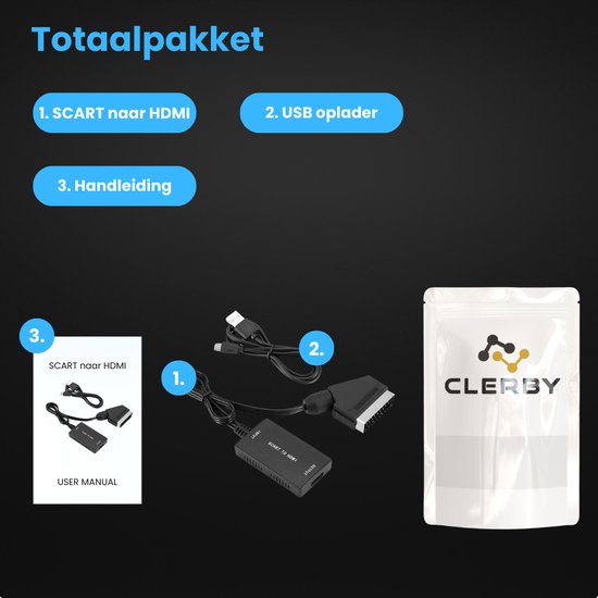 Adaptateur SCART vers HDMI - Convertisseur - Câble SCART et câble HDMI - Adaptateur vidéo - Convertisseur SCART vers HDMI - Plug & Play - Full HD 1080p