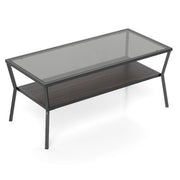 Table basse Coast rectangulaire - plateau en verre trempé - piètement en métal - gris et noir