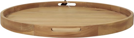 Plateau AXI Dewi en teck Ø 80 cm – Plateau rond – Teck – Pour verres et décoration de table – Pour l'intérieur et l'extérieur