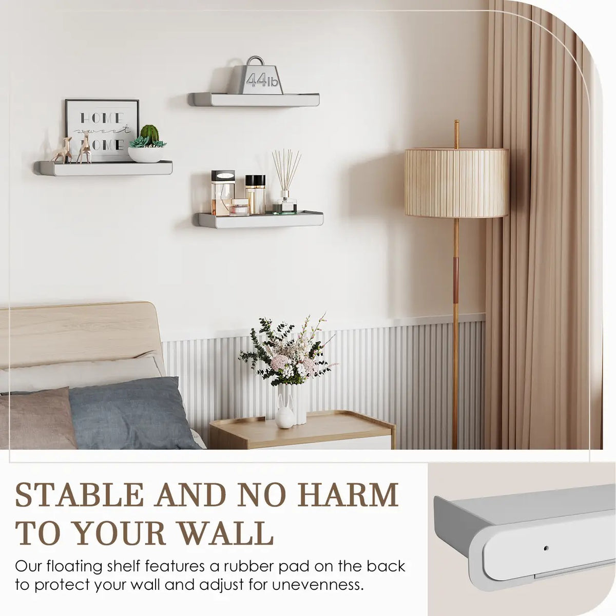 Étagère murale KAPANOU - Aluminium - Gris