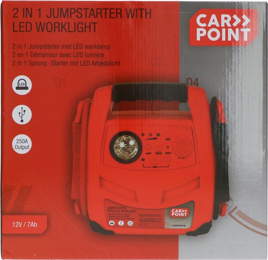Carpoint Démarreur de démarrage 12V/7AH 2in1 LED 250A