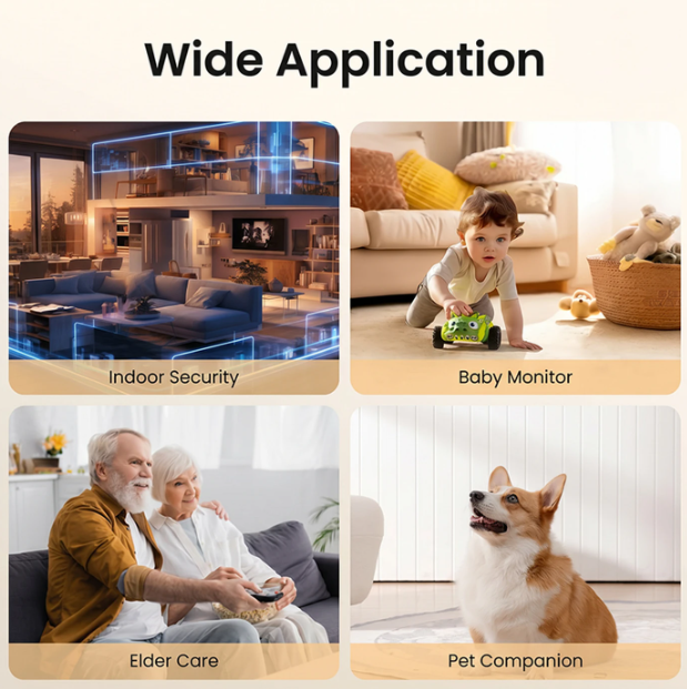 Caméra d'intérieur ZOSI - 4 MP 2,5K - Wi-Fi - Orientable à 360° - Détection de mouvement - Vision nocturne - Audio bidirectionnel - Commande via l'application