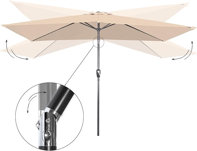 Parasol rectangulaire Angel Living - 200 x 300 cm - Inclinable - Beige