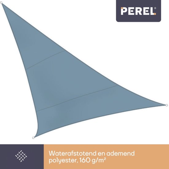 Perel Toile d'ombrage, hydrofuge, 5 x 5 x 5 m, 160 g/m², polyester, triangle, gris clair