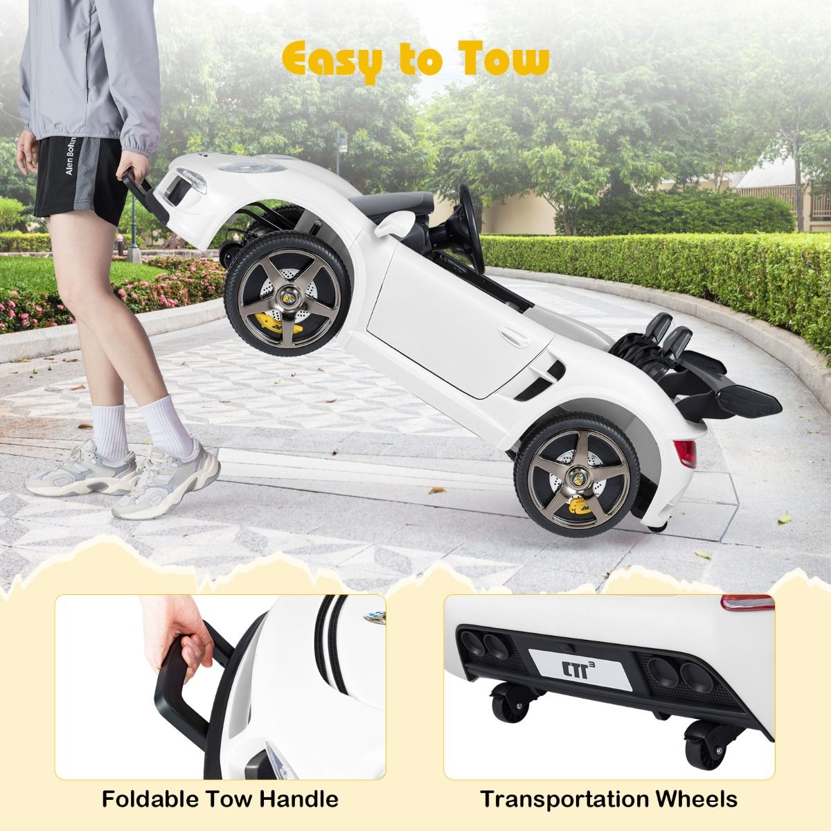 Voiture électrique pour enfants Coast - télécommande - éclairage LED - blanche