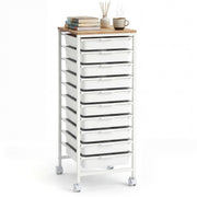 Caisson à roulettes Coast avec 10 tiroirs - structure métallique robuste - plateau en bois - blanc - 37 x 32,5 x 85 cm