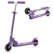 Scooter à deux roues pour enfants avec roues clignotantes, guidon réglable et frein arrière pour les garçons et les filles de 3 ans et plus, violet