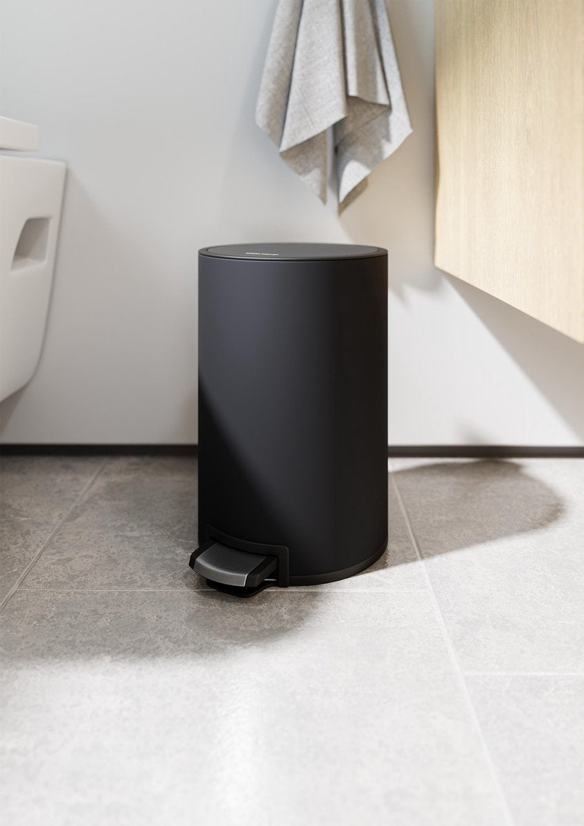 RodVollby Kallax Pedal Bin - 5 Liter - Stainless Steel - Black - Trash Bin - Toilette - Salle de bain - Petit - Soft Close Lid