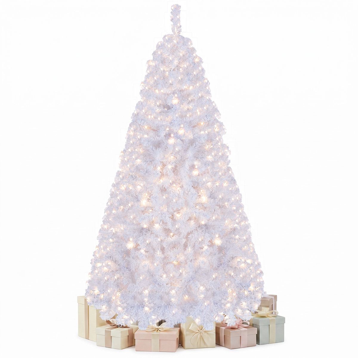 Sapin de Noël artificiel Coast - 180 cm - 230 ampoules LED blanc chaud - 8 modes d'éclairage - Effet neige
