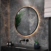 Miroir de salle de bain - Mirlux - avec éclairage LED et chauffage - anti-condensation - 60CM - Noir mat