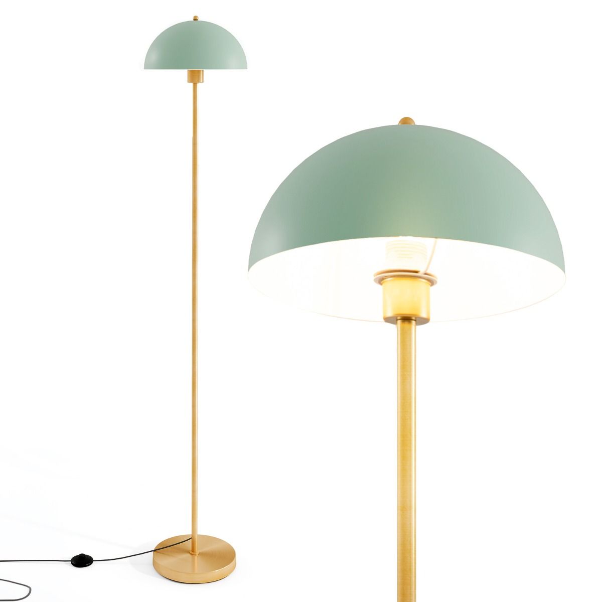Lampe sur pied Coast - tête orientable - abat-jour incassable - doré, vert et blanc - 163 cm