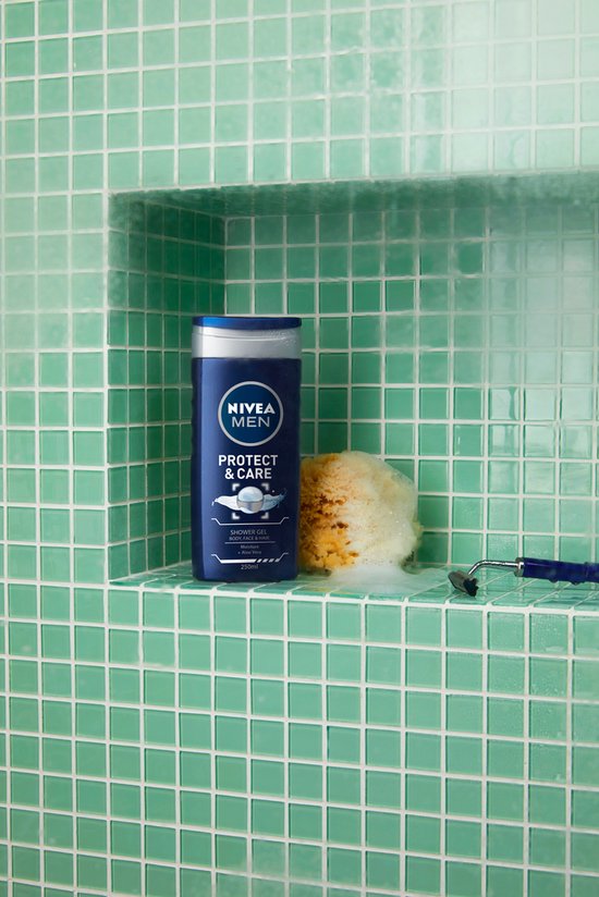 NIVEA MEN Protect & Care Gel Douche - Gel Douche 3 en 1 avec Aloe Vera - Shampooing - 500ml