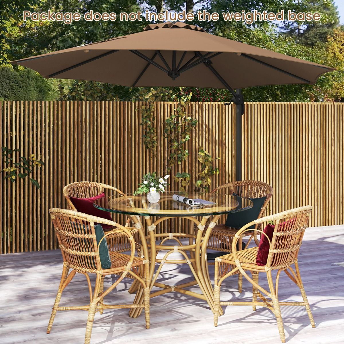 Parasol rond Coast - Réglable sur 5 positions - Pivotant à 360° - Mât en aluminium - 308 x 248 cm - Marron