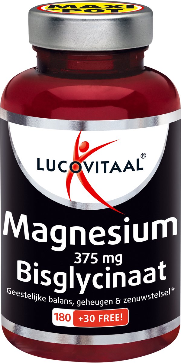 Lucovitaal Magnésium Bisglycinate 375mg - 210 Comprimés - Supplément nutritionnel - Magnésium - Energie, Système Nerveux & Fatigue