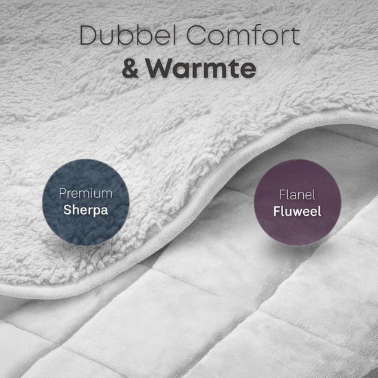 Couverture lestée CozySense® 5 kg - Couverture lestée - Couverture lestée - GLASS-Flow® Distribution de la pression - 135x200 - Velours flanelle & Sherpa - Hypoallergénique - Blanc