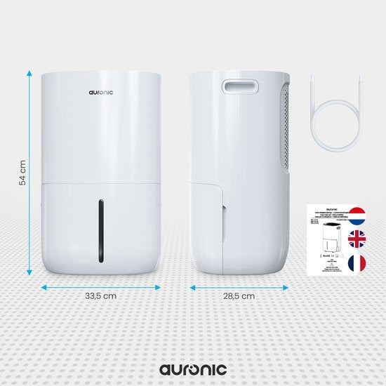 Auronic - Déshumidificateur - Capacité 16 l - Humidimètre numérique - Avec mode nuit et minuterie - Réservoir d'eau 2 l - Plastique - Blanc