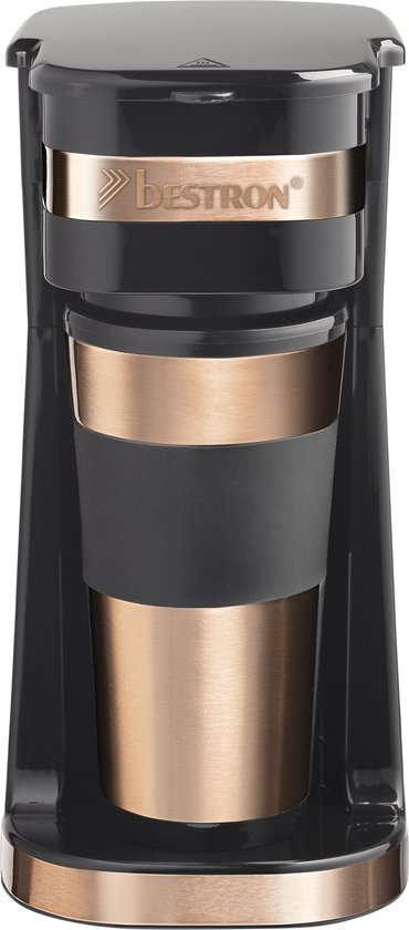 Cafetière à filtre Bestron 750 W - ACM112CO - 0,42 L, 2 grandes tasses - Vase isotherme - Cuivre - Garantie 5 ans