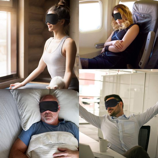 Masque de sommeil en soie Northwall Premium avec bouchons d'oreille - Masque occultant à 100 % - Réglable - Noir