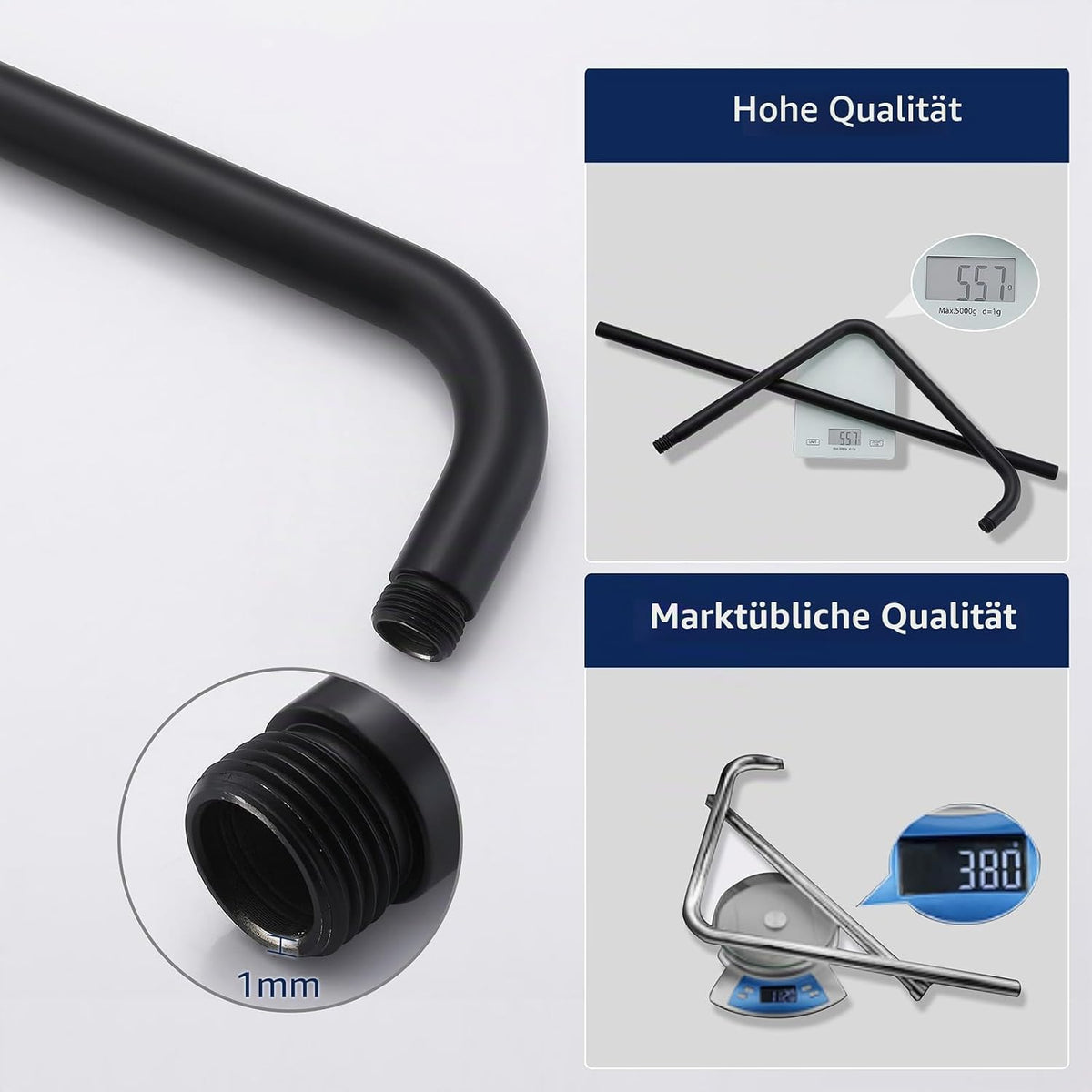 Ensemble de douche à effet pluie Homelody sans robinet - Douchette à main à 4 positions - Douche de tête 9 pouces - Hauteur 101,4 cm - Acier inoxydable - Noir mat