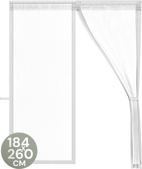 O'DADDY® Rideau de porte Deluxe FIBER - Rideau anti-moustiques magnétique - Pour portes neuves et standard - Installation facile - Moustiquaire de porte blanche - 184x260 cm