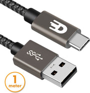 Drivv. Câble USB vers USB C - Chargeur rapide - Câble de données et de charge USB C - Court - 1 mètre - Convient à Samsung, iPhone 15 et autres - Gris moderne