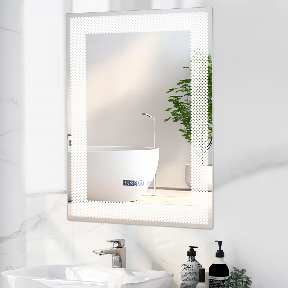 Miroir de salle de bains Coast à LED - fonction anti-buée - mémoire - argent - 70 x 50 cm