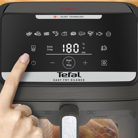Tefal Easy Fry Silence XXL EY846H - Friteuse à air chaud silencieuse XXL 7 L - 1 700 W - 43 dB - 10 programmes - 55 % plus rapide - Pour 8 personnes
