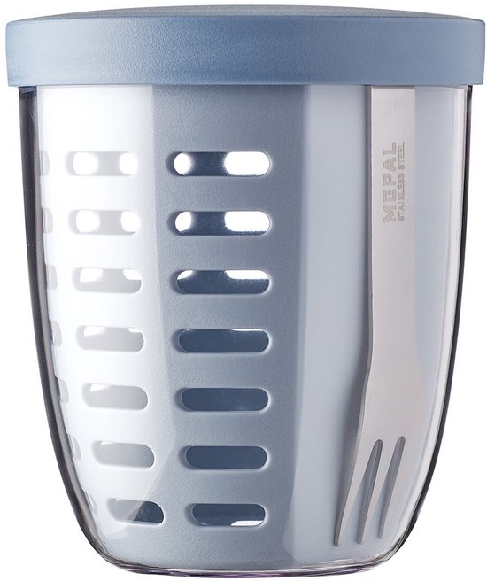 Mepal - Pot à fruits et légumes Ellipse - 600 ml - Fourchette incluse - Bleu nordique