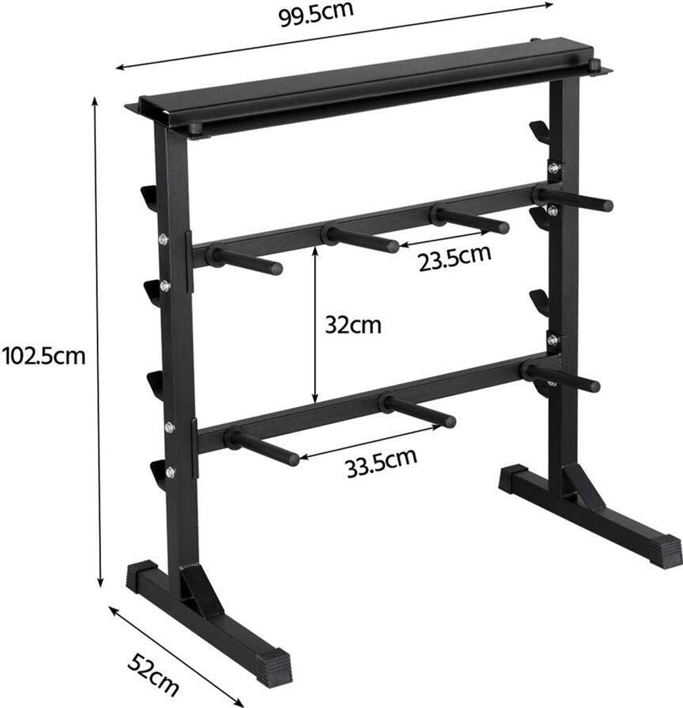 Yaheetech Support à haltères à 3 niveaux - 7 crochets - Jusqu'à 300 kg - Noir - 100 x 53 x 102,5 cm