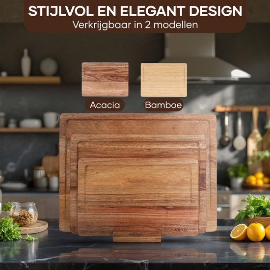 Planche à découper Villux - Lot de planches à découper avec support - Planche à découper en bois - Planches à découper - Planche à découper en acacia - Planche à découper en bois - Lot de planches à découper - Planche à tapas - Planche à apéritif - Planch