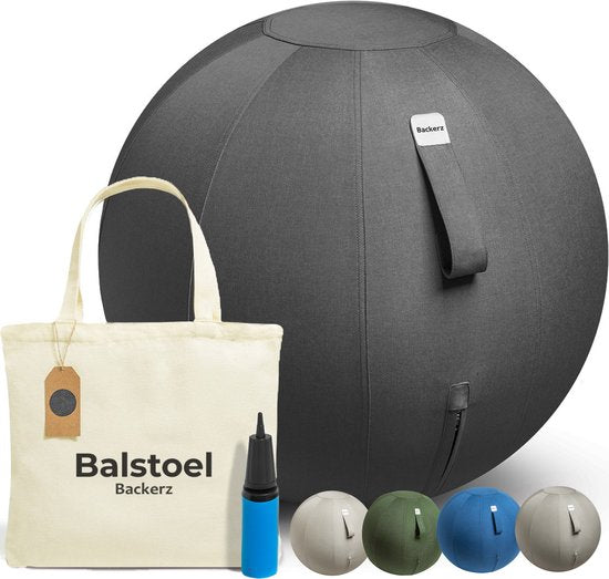 Ballon de siège Backerz 55 cm - Ballons de siège avec housse en lin - Siège de bureau ergonomique pour le bureau et la maison - Ballon de yoga de luxe - Noir 2
