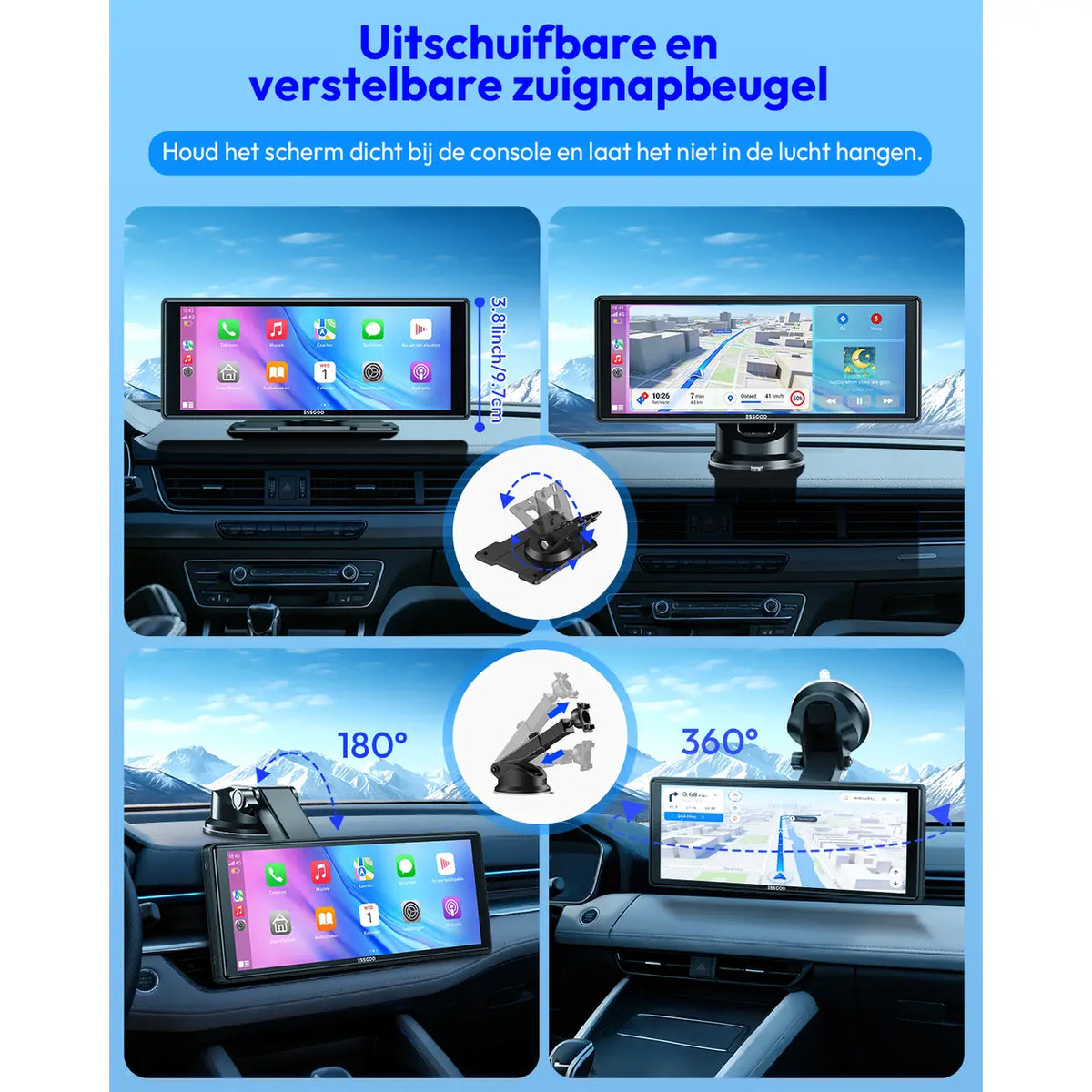 Écran CarPlay portable ESSGOO 10,26 pouces - sans fil