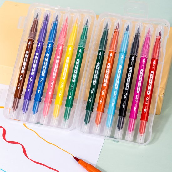 Feutres doubles Deli - 12 couleurs