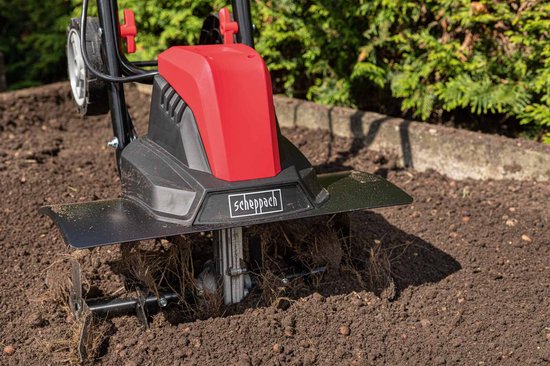 Motoculteur électrique Scheppach MTE460 1 500 W – Motoculteur et cultivateur – Largeur de travail : 45 cm – Profondeur de travail : 22 cm – 24 lames pour potager, parterres et pelouses