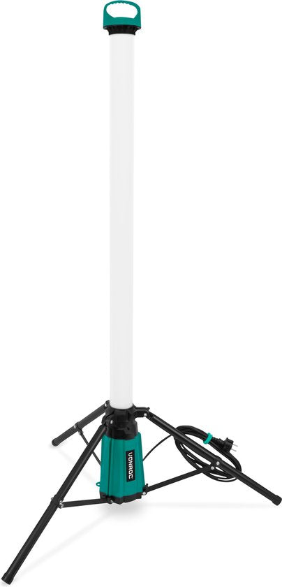 VONROC PRO Lampe de chantier 360° - LED - 76W - avec trépied/trépied - Très puissant : 11.500 lumens - hauteur : 151 cm - câble de 5 mètres