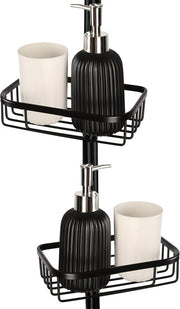 Goliving Support de douche suspendu - Support de douche - Sans perçage - Support de cuisine - Organisateur d'évier - Accessoires de salle de bain - 19,5 cm - Lot de 2 - Noir