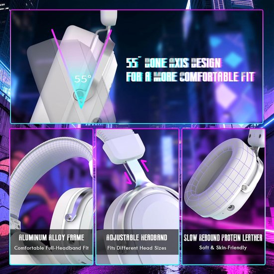 Casque de jeu sans fil ATTACK SHARK L30PRO - Son surround 7.1 - Haut-parleurs de 50 mm - Faible latence de 20 ms - Microphone amovible avec réduction du bruit - Armature en alliage d'aluminium - Connectivité tri-mode - Casque circum-auriculaire - Blanc