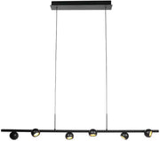 Suspension noire Marcadore, 120 cm de large, 6 lampes avec réflecteurs orientables, réglable en hauteur, de la marque Steinhauer, en plastique et métal, style rétro moderne, pour usage intérieur