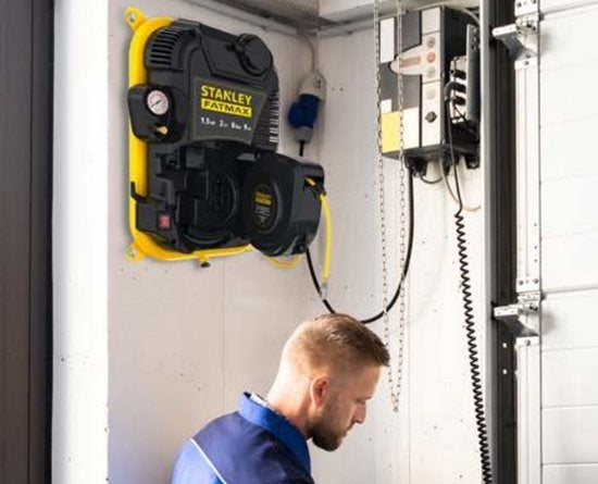 Compresseur Stanley Fatmax, compresseur d'air sans huile avec enrouleur de câble, montage mural, 1,5 hp, 8 bar, capacité du réservoir 2 L