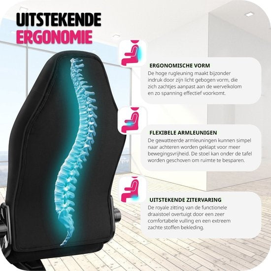 tectake® - chaise de bureau chaise gaming - chaise de bureau de luxe chaise de bureau - chaise de course chaise de bureau chaise gaming Springsteen - noir