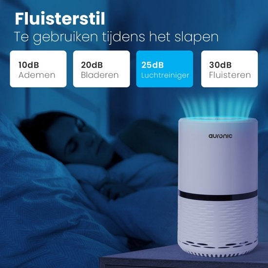 Auronic Air Purifier - Purificateur d'air avec filtre HEPA - Elimine 99.97% - 25W - 3 étapes - Blanc