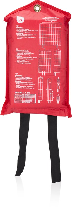 Smartwares 10.014.60 - Couverture anti-feu Allumage du feu - 1x1 mètre - Utilisation rapide - Anneau de suspension inclus
