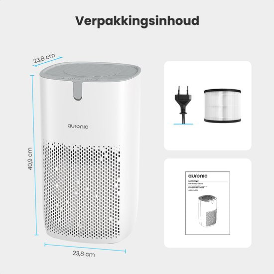Auronic Air Purifier Fresh Pro - Avec filtre HEPA 13 - 300 m³/h - 65 m² - Filtre à charbon - 3 étapes - Purificateur d'air - Blanc