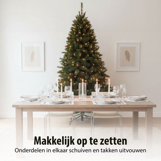 Arbre artificiel Triumph Tree Bristlecone - Sapin de Noël avec 144 guirlandes LED blanc chaud - Décoration de Noël d'intérieur - Structure à charnières pour un montage rapide - H 155 x Ø 99 cm - Vert